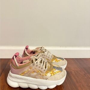 Versace Pink and Yellow Women's Sneakers